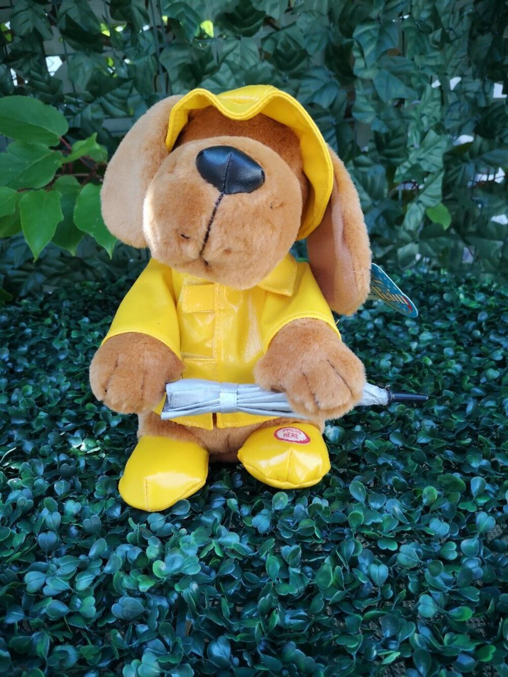 NWT Beverly Hills Teddy Bear Co. Musical Dog Plush Plays "Singing in the Rain"
